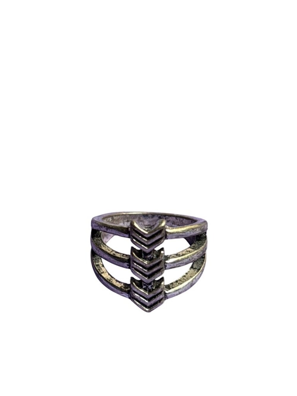 Silvertone Arrow Ring Size 3 Boho Retro Southwestern